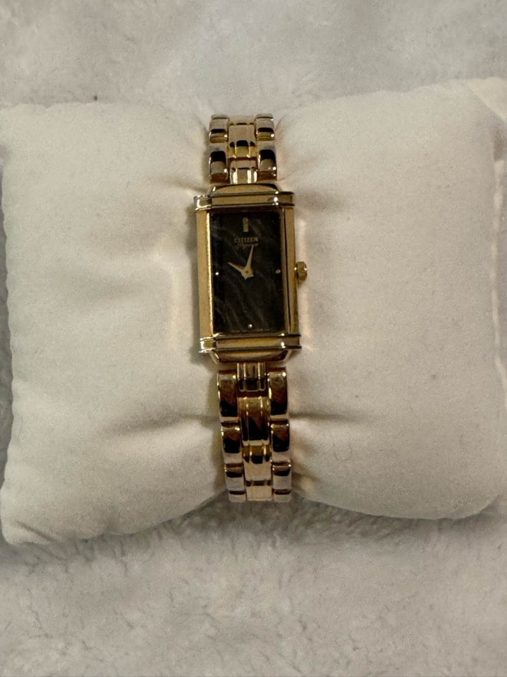 Citizen Elegance Gold Tone with Black Face Rectangular Ladies Bracelet Watch